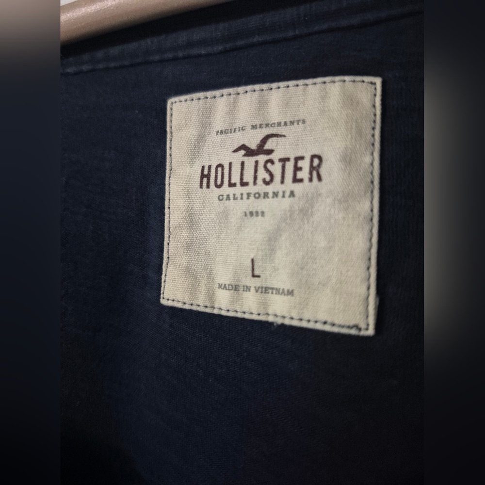 Women's Hollister Navy Ruffle Top Shirt Sz L - Picture 5 of 5